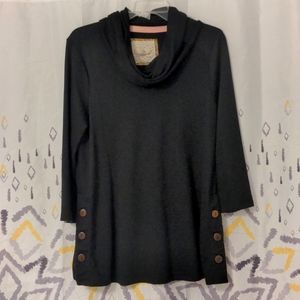 Cupio Blush Black Cowl Neck Sweater, Medium